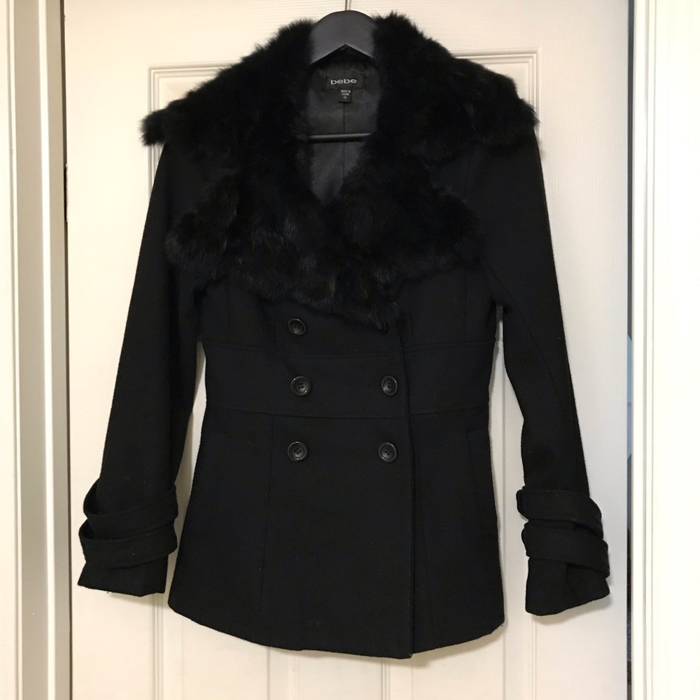 Bebe wool jacket with fur collar